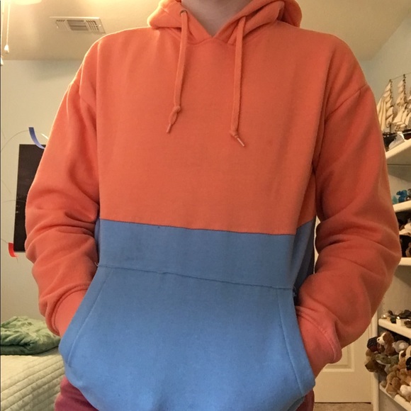 Zine Blue/Orange Colorblock Hoodie - Picture 1 of 3